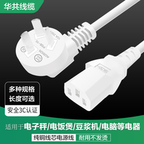 National standard rice cooker pot power cord three-hole product suffix computer power cord white 10A3 core with plug high power