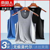 Antarctic man Modal incognito mens vest summer thin section round neck ice silk hurdler sports large size white old man undershirt