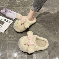 Cute cartoon fur slippers women 2021 autumn and winter New Wild thick bottom home indoor warm Baotou cotton drag