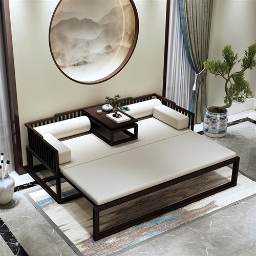 Arhat bed Solid wood Chinese style old elm living room Zen sofa Simple modern lazy bed Push-pull chaise lounge chair