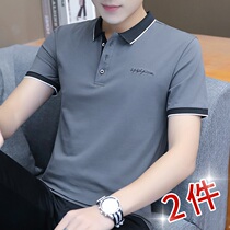 POLO shirt mens collar short-sleeved t-shirt summer pure cotton 2021 new ice silk middle-aged lapel high-end top clothes