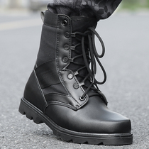 Combat training boots mens high-top security shoes black tactical boots high-top steel toe head wool boots anti-collision military fans shoes