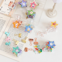 Creative cute small paper clip paper clip bookmark storage box Student color I-shaped nail long tail clip Office supplies