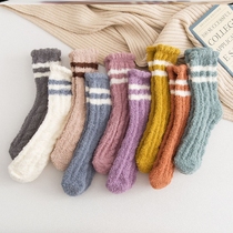 Hairy socks winter night to wear warm socks womens middle tube 2021 New High tube stockings