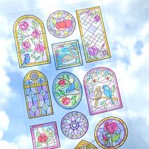 (spot) difficult to buy a glass flower window transparent sticker and wind ceramic bronzed handbill material Japan gaia