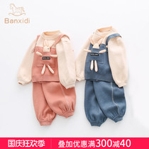Girl set autumn 2021 New Net Red foreign gas children knitted sweater spring autumn baby pants two-piece set