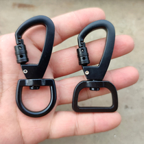 Zinc alloy mountaineering buckle dog chain buckle D-shaped eight-character ring pure black key chain load-bearing tension buckle outdoor pet buckle