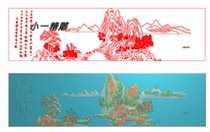 Jingcarved map landscape characters poetic and pictupical big bed relief map mountain residence picture scroll backboard cable