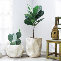 Creative floor ceramic green plant cement flowerpot extra large modern minimalist Nordic living room indoor potted plant pot