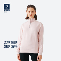 Decathlon Wei Yi women's autumn and winter sports thick pullover half zipper small high collar plus velvet windproof sports Wei Yi WSLW