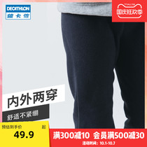 Decathlon outdoor sports plus velvet padded windproof childrens fleece and winter fleece warm pants KIDK