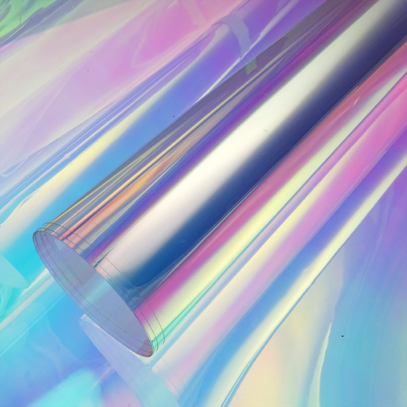 炫彩贴膜幻彩镭射纸透明七彩变色反光彩虹摄影彩色玻璃纸婚礼滴胶