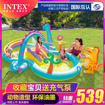 INTEX Childrens inflatable swimming pool Wading pool Slide fountain Ocean ball Bobo ball pool Home castle