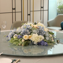 High-end hotel table flower arrangement simulation flower round table middle decoration silk flower table decoration flower turntable flower fake flower