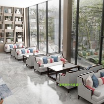 New Chinese sales office talks sofa modern luxury hotel club Beauty Salon Tea House reception solid wood card seat