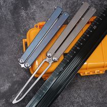 Little Seven Scorpio x x titanium alloy M390 steel butterfly knife practice unopened flower knife wire drawing blade flick knife