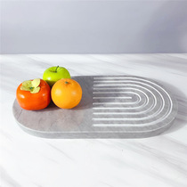 Modern home soft cloakroom marble fruit plate spiral gray oval chess tray decoration