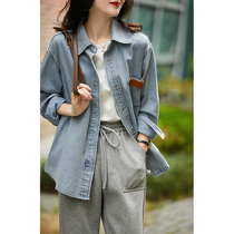 Laughing Han Pavilion retro loose cotton shirt denim coat women 2021 Spring and Autumn New CYA460628AG