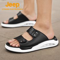 jeep slippers mens summer breathable outside wearing beach shoes mens outdoor non-slip genuine leather air cushion casual cool slippers