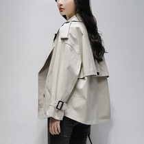 2021 spring and autumn new windbreaker womens short beige British style loose thin high-end small coat womens trend