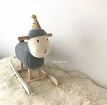 ins Nordic baby Trojan horse rocking horse sheep plush rocking chair rocking horse kindergarten rocking horse childrens room decoration decoration
