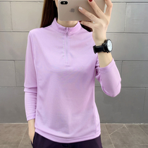 Prospecting outdoor quick-drying T-shirt womens thin collar long sleeve quick-drying clothes elastic breathable running sports quick-drying clothes men
