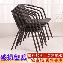 Outdoor outdoor open-air courtyard leisure vintage rattan chair backrest small balcony three-piece plastic chair outdoor table and chair