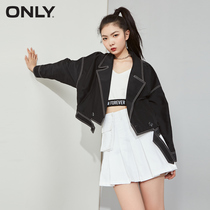 ONLY summer new black fashion elastic waist lace-up short windbreaker jacket female) 120336015