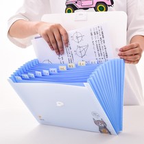 Del multi-layer organ bag A4 multifunctional Korean version of student portable plastic storage folder test paper information bag