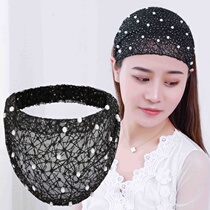 Hollow wide edge cover white hair artifact headdress broken hair head cover pearl hair card Net red hair band hair accessories hairclip headscarf women