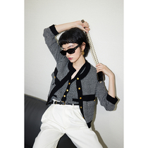 Open Inter Black Mark Antique Fragrant Grandmother Craft Ceiling Wool Osmanosin Crash Color Knit Vest Jacket Suit