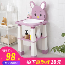 Baby washbasin children washstand pool household plastic washbasin towel rack early education training brushing washstand