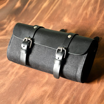 Retro motorcycle front bag bicycle bag black car lock bag waterproof side bag kit multifunctional running bag shoulder bag