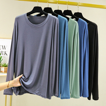 Pajamas long sleeves mens spring and autumn thin Modal summer single piece autumn t-shirt size mens cotton loungewear top