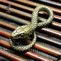 Brass Shaw Snake Key Closed Ring Copper Car Waist Hanging Piece Spring Fabric Hanging Hook Retro Python Closed Closed