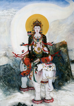 Become attached to the White Elephant Samantabhadra Bodhisattva portrait paper plastic home dedicated hand-painted again ambassador line fo xiang hua H2