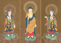 Buddhism Western Sansheng portrait paper plastic Amitabha Guanyin da shi zhi Bodhisattva fo xiang hua H9