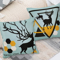 Cross stitch pillow 2021 New Nordic elk simple embroidery a pair of handmade small pieces pillow case simple embroidery