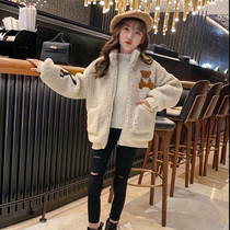 Tide brand cashmere girl coat 2021 new fashion foreign style children thick autumn winter dress girl Joker coat