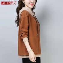 Sweater 2021 new spring and autumn womens loose Korean version Joker middle-aged fat mm size foreign mother fashion coat