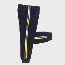 Autumn and winter thick non-inverted velvet black Tibetan classic yellow and white bar closed foot school pants for men and women sports running pants