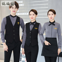 Catering waiter overalls long sleeve mens hotel Western restaurant milk tea Hotel ktv tooling waistcoat set autumn and winter