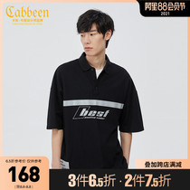 Cabin mens black casual short-sleeved POLO shirt 2021 spring and summer new trend sports style embroidered reflective H