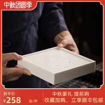 DeHua handmade white porcelain tea tray kung fu tea set dry bubble table household pot tea ceramic Japanese style simple tea table