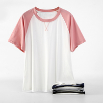 Pajamas women summer cotton short sleeves single piece top thin T-shirt summer home top half sleeve loose homewear