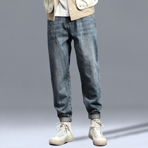 Tide brand Haren pants mens jeans loose wide legs small feet radish pants straight thick legs old father pants trend