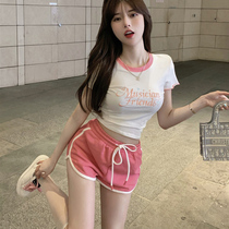 Shorts Suit Women Summer 2022 New Minus Age Fashion Casual Sports Thin Fried Street Short Running Suit Two Sets