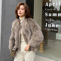 Haining Fox fur fur women 2021 autumn and winter new high-end fashion long sleeve Joker short coat young tide