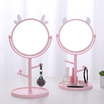 Portable net red makeup mirror Female dormitory desktop desktop beauty mirror Storage all-in-one cute dressing mirror can be set up
