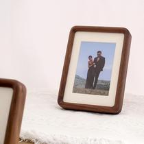 Solid wood mortise and tenon rounded corner desktop photo frame set table framed black walnut 78 ten-inch picture frame 6-inch childrens photo frame